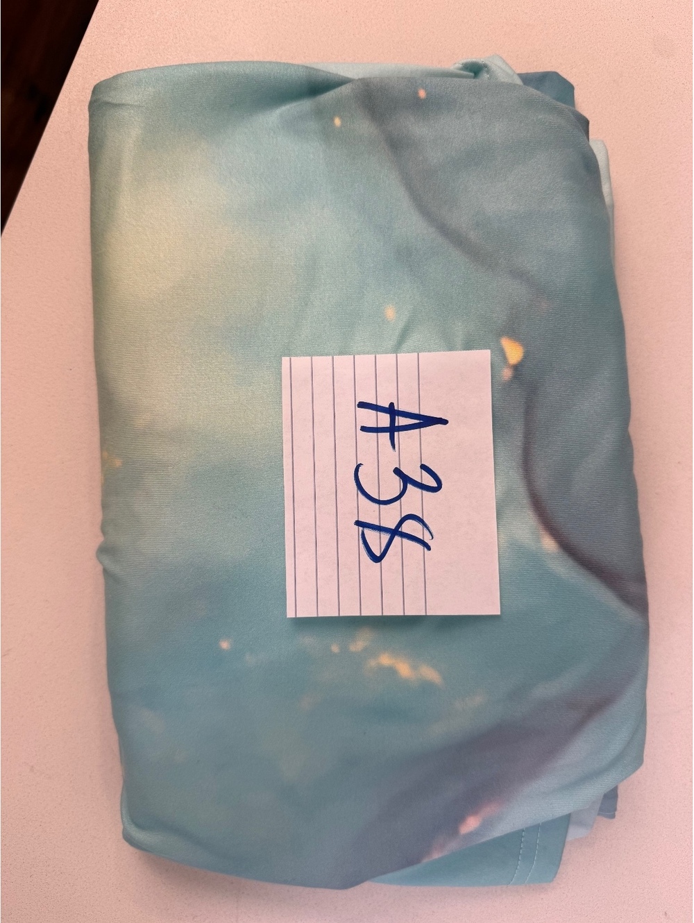 Long Sleeve Maxi Dress with Abstract Aqua and Gold Print - Picture 13 of 13